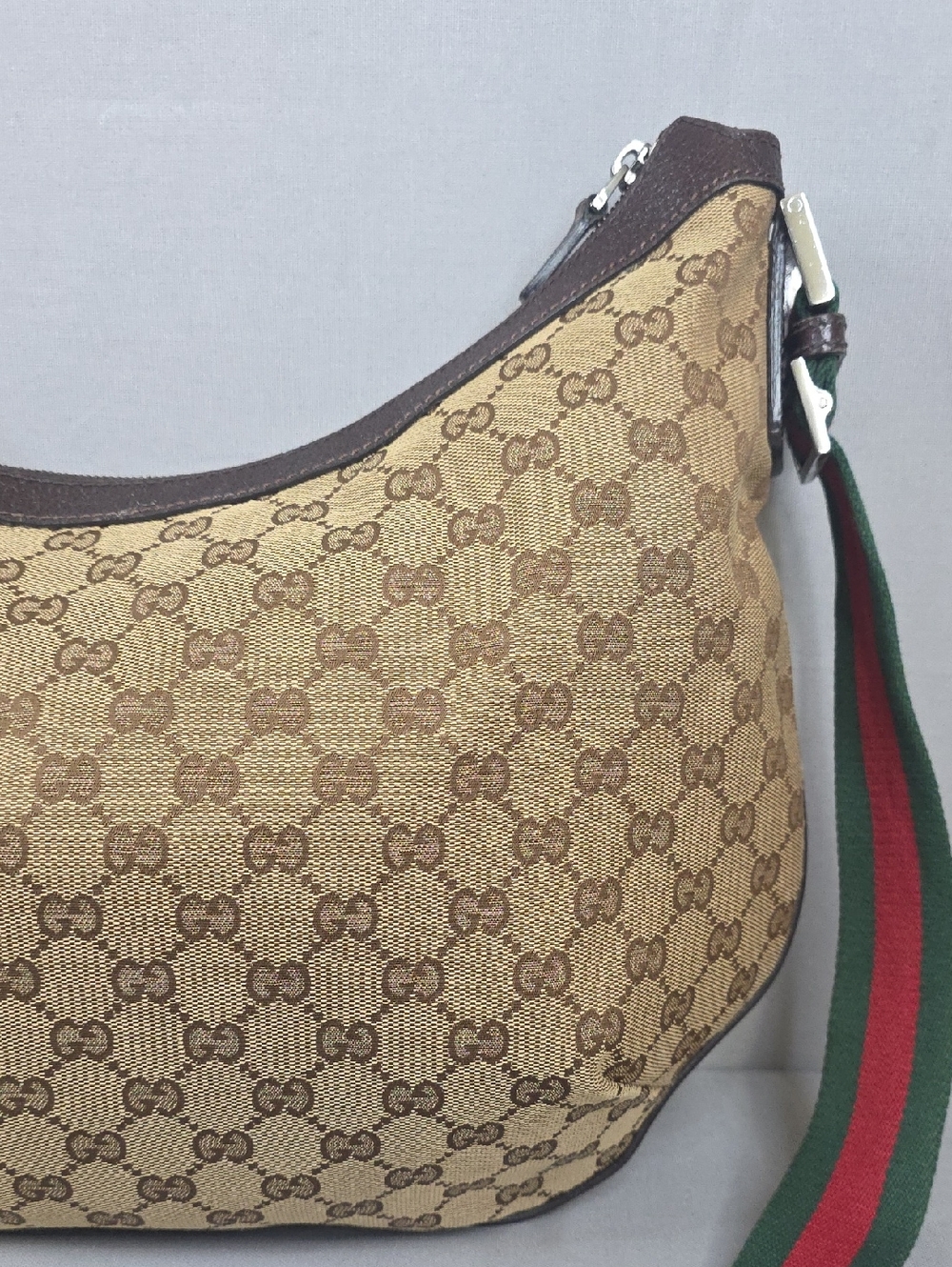 ✨️GUCCI GG Canvas Web Half Moon Crossbody Bag - Picture 7 of 16